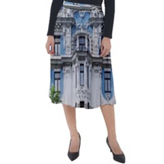 Squad Latvia Architecture Classic Velour Midi Skirt  by Celenk