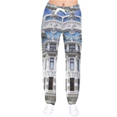 Squad Latvia Architecture Women Velvet Drawstring Pants by Celenk