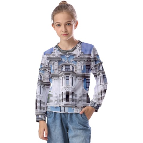 Squad Latvia Architecture Kids  Long Sleeve Tee With Frill  by Celenk