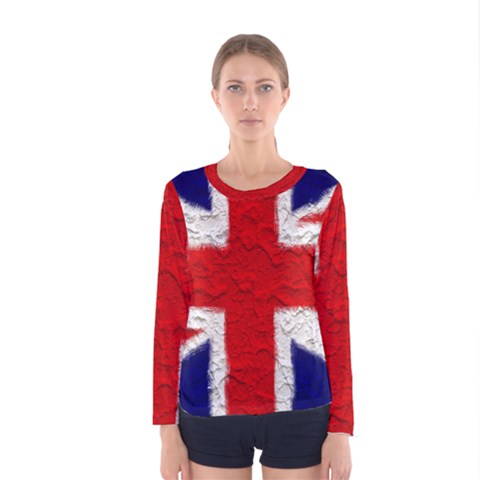 Union Jack Flag National Country Women s Long Sleeve Tee by Celenk