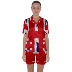 Union Jack Flag National Country Satin Short Sleeve Pajamas Set by Celenk