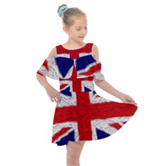 Union Jack Flag National Country Kids  Shoulder Cutout Chiffon Dress by Celenk