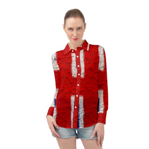 Union Jack Flag National Country Long Sleeve Chiffon Shirt by Celenk