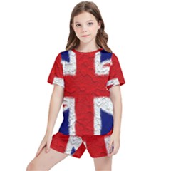 Union Jack Flag National Country Kids  Tee And Sports Shorts Set by Celenk