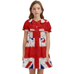 Union Jack Flag National Country Kids  Bow Tie Puff Sleeve Dress by Celenk