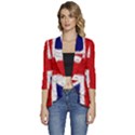 Union Jack Flag National Country Women s 3/4 Sleeve Ruffle Edge Open Front Jacket View1