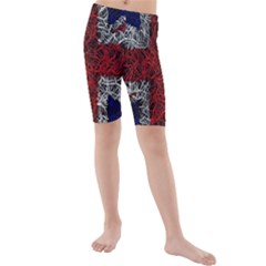 Union Jack Flag Uk Patriotic Kids  Mid Length Swim Shorts by Celenk