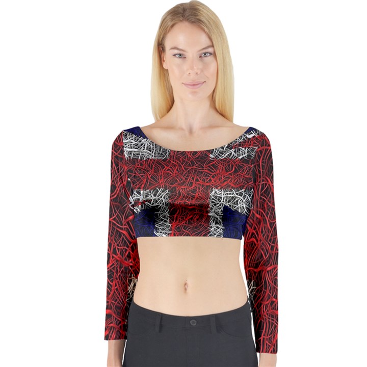 Union Jack Flag Uk Patriotic Long Sleeve Crop Top