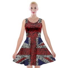 Union Jack Flag Uk Patriotic Velvet Skater Dress by Celenk