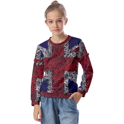 Union Jack Flag Uk Patriotic Kids  Long Sleeve Tee With Frill  by Celenk