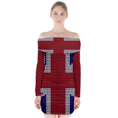 Union Jack Flag British Flag Long Sleeve Off Shoulder Dress by Celenk