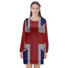 Union Jack Flag British Flag Long Sleeve Chiffon Shift Dress  by Celenk