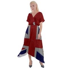 Union Jack Flag British Flag Cross Front Sharkbite Hem Maxi Dress by Celenk