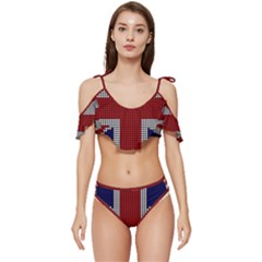 Union Jack Flag British Flag Ruffle Edge Tie Up Bikini Set	 by Celenk