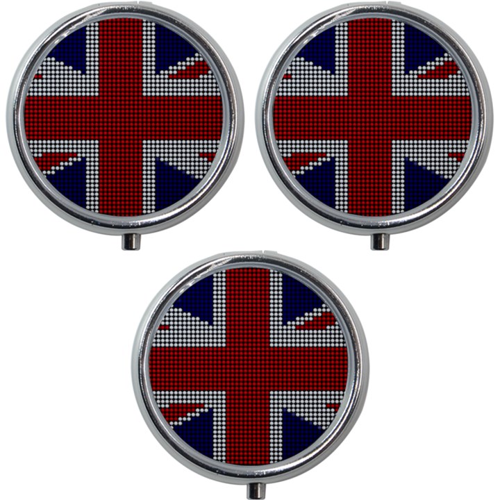 Union Jack Flag British Flag Mini Round Pill Box (Pack of 3)