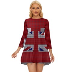 Union Jack Flag British Flag Long Sleeve Babydoll Dress by Celenk