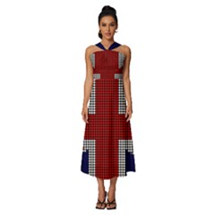 Union Jack Flag British Flag Sleeveless Cross Front Cocktail Midi Chiffon Dress by Celenk