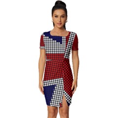 Union Jack Flag British Flag Fitted Knot Split End Bodycon Dress by Celenk