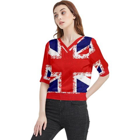 Union Jack London Flag Uk Quarter Sleeve Blouse by Celenk