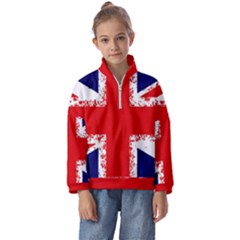 Union Jack London Flag Uk Kids  Half Zip Hoodie by Celenk