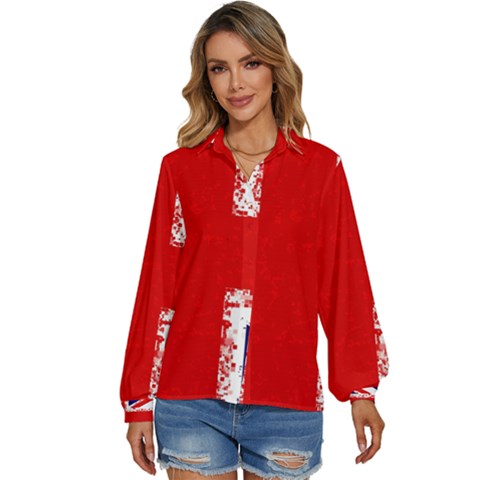 Union Jack London Flag Uk Women s Long Sleeve Button Down Shirt by Celenk