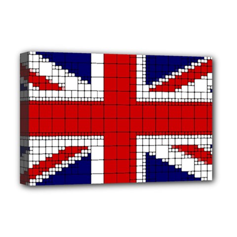 Union Jack Flag Uk Patriotic Deluxe Canvas 18  X 12  (stretched) by Celenk