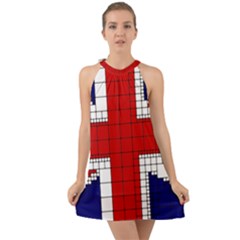 Union Jack Flag Uk Patriotic Halter Tie Back Chiffon Dress by Celenk