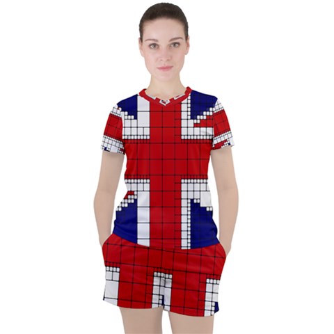 Union Jack Flag Uk Patriotic Women s Tee And Shorts Set by Celenk