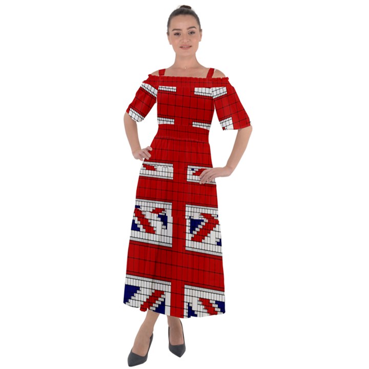 Union Jack Flag Uk Patriotic Shoulder Straps Boho Maxi Dress 