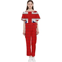 Union Jack Flag Uk Patriotic Batwing Lightweight Chiffon Jumpsuit by Celenk