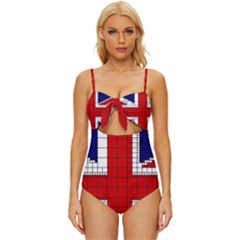 Union Jack Flag Uk Patriotic Knot Front One-piece Swimsuit by Celenk