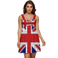 Union Jack Flag Uk Patriotic Ruffle Strap Babydoll Chiffon Dress by Celenk