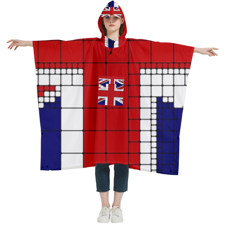 Union Jack Flag Uk Patriotic Women s Hooded Rain Ponchos