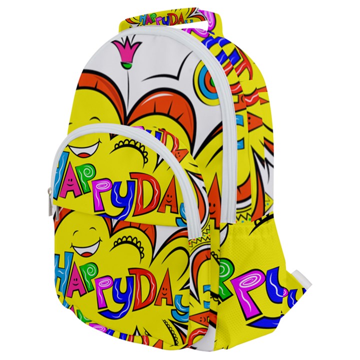 Happy Happiness Child Smile Joy Rounded Multi Pocket Backpack