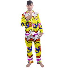 Happy Happiness Child Smile Joy Men s Long Sleeve Satin Pajamas Set