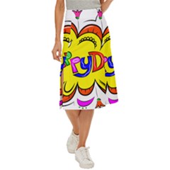 Happy Happiness Child Smile Joy Midi Panel Skirt by Celenk