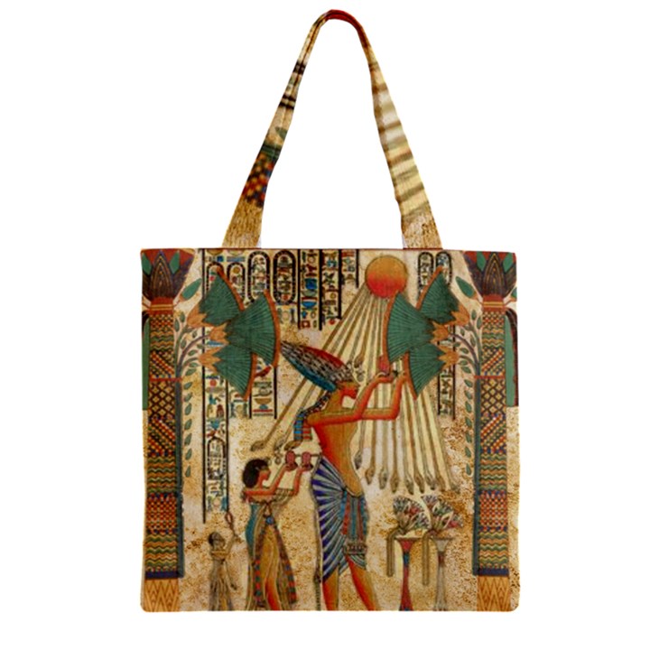 Egyptian Man Sun God Ra Amun Zipper Grocery Tote Bag