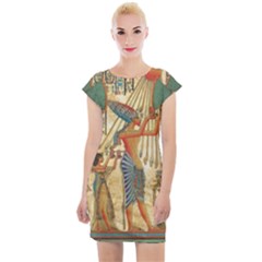 Egyptian Man Sun God Ra Amun Cap Sleeve Bodycon Dress