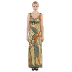 Egyptian Man Sun God Ra Amun Thigh Split Maxi Dress