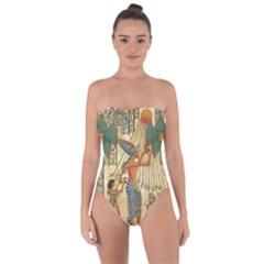 Egyptian Man Sun God Ra Amun Tie Back One Piece Swimsuit by Celenk