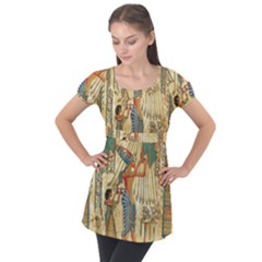 Egyptian Man Sun God Ra Amun Puff Sleeve Tunic Top