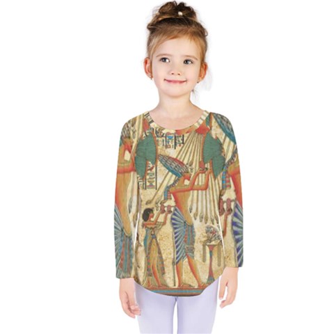 Egyptian Man Sun God Ra Amun Kids  Long Sleeve Tee by Celenk