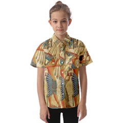 Egyptian Man Sun God Ra Amun Kids  Short Sleeve Shirt by Celenk