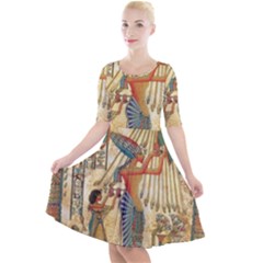 Egyptian Man Sun God Ra Amun Quarter Sleeve A-Line Dress