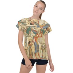 Egyptian Man Sun God Ra Amun Ruffle Collar Chiffon Blouse