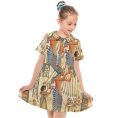 Egyptian Man Sun God Ra Amun Kids  Short Sleeve Shirt Dress