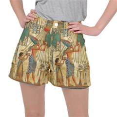 Egyptian Man Sun God Ra Amun Women s Ripstop Shorts