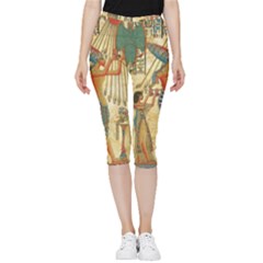 Egyptian Man Sun God Ra Amun Inside Out Lightweight Velour Capri Leggings 