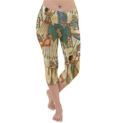 Egyptian Man Sun God Ra Amun Lightweight Velour Capri Yoga Leggings