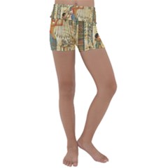 Egyptian Man Sun God Ra Amun Kids  Lightweight Velour Yoga Shorts